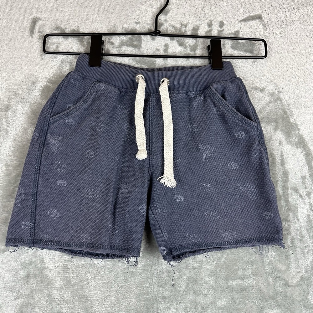 Sfera Shorts Boys 4-5 Blue Textured French Terry Skulls  "West Coast"